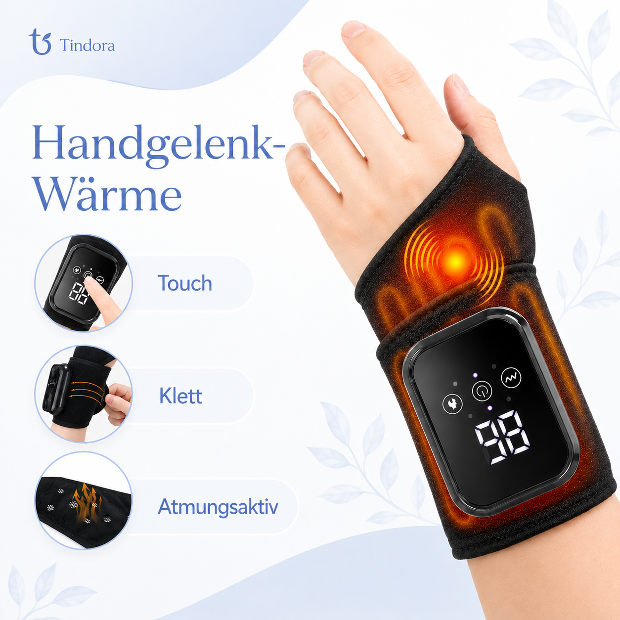 Beheizte Handgelenkbandage mit Vibration – 3 Stufen Wärme & Massage