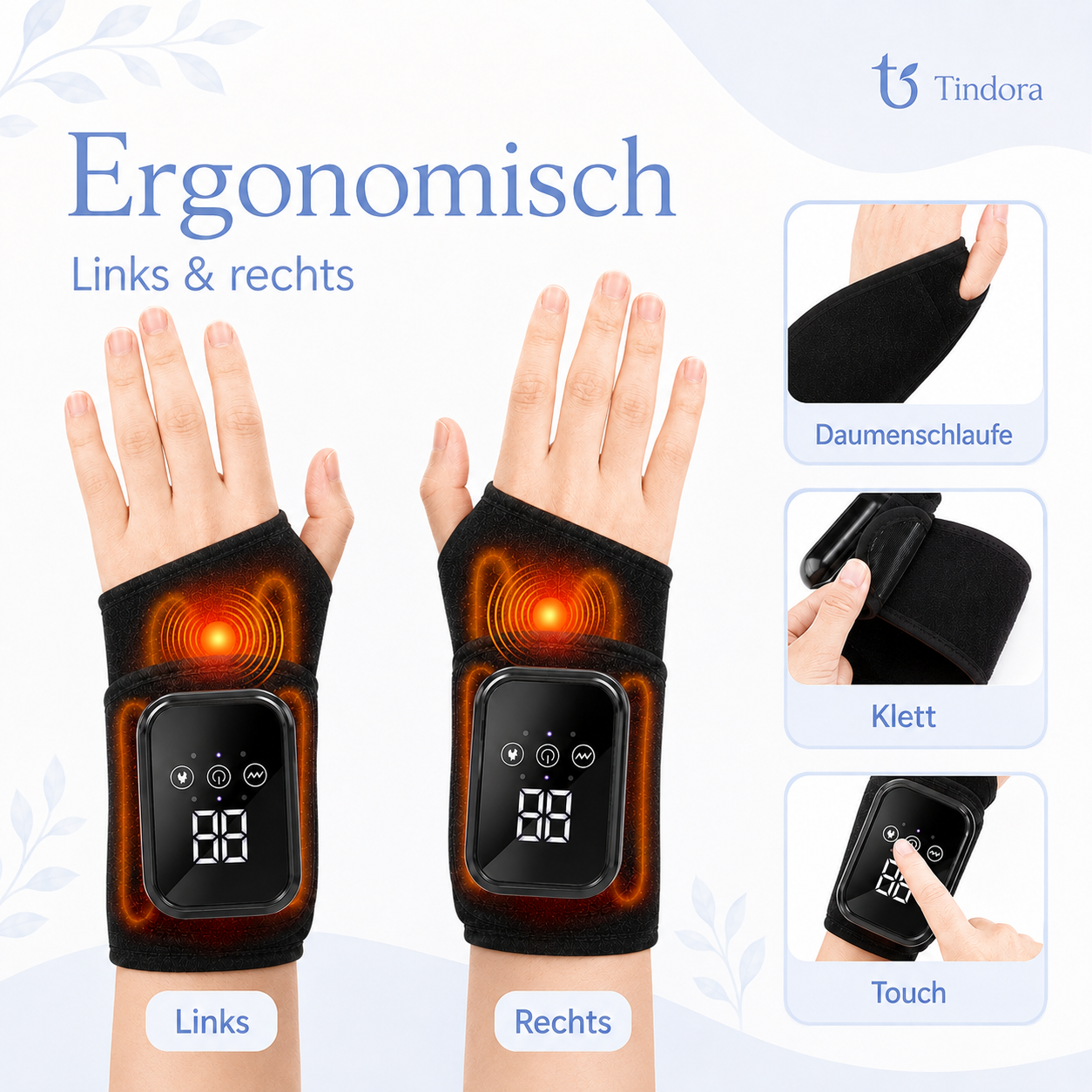 Beheizte Handgelenkbandage mit Vibration – 3 Stufen Wärme & Massage