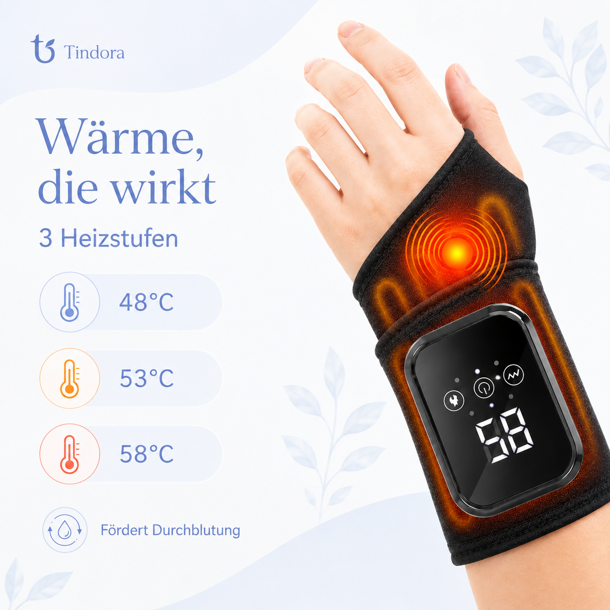 Beheizte Handgelenkbandage mit Vibration – 3 Stufen Wärme & Massage