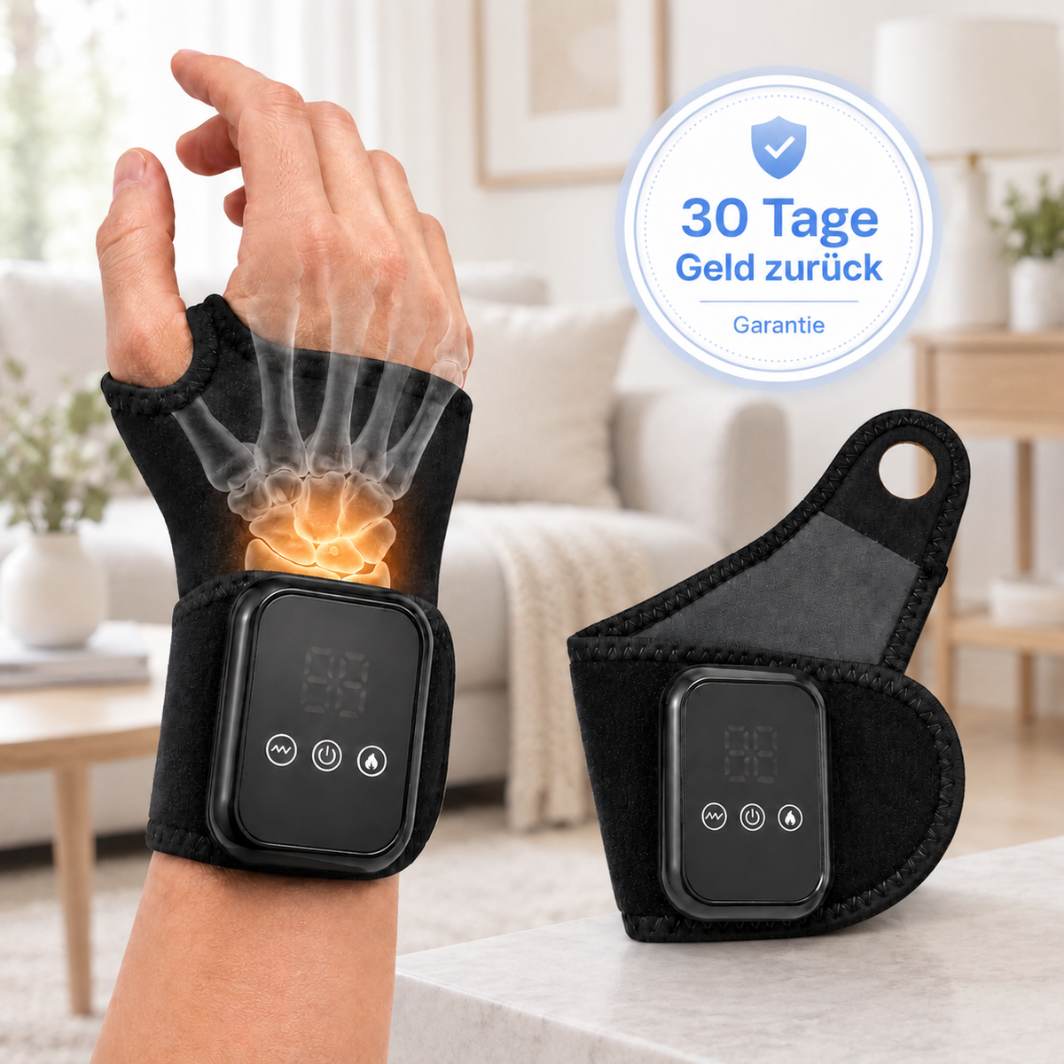 Heatflow Bandage – Handgelenkbandage mit Wärme & Vibration