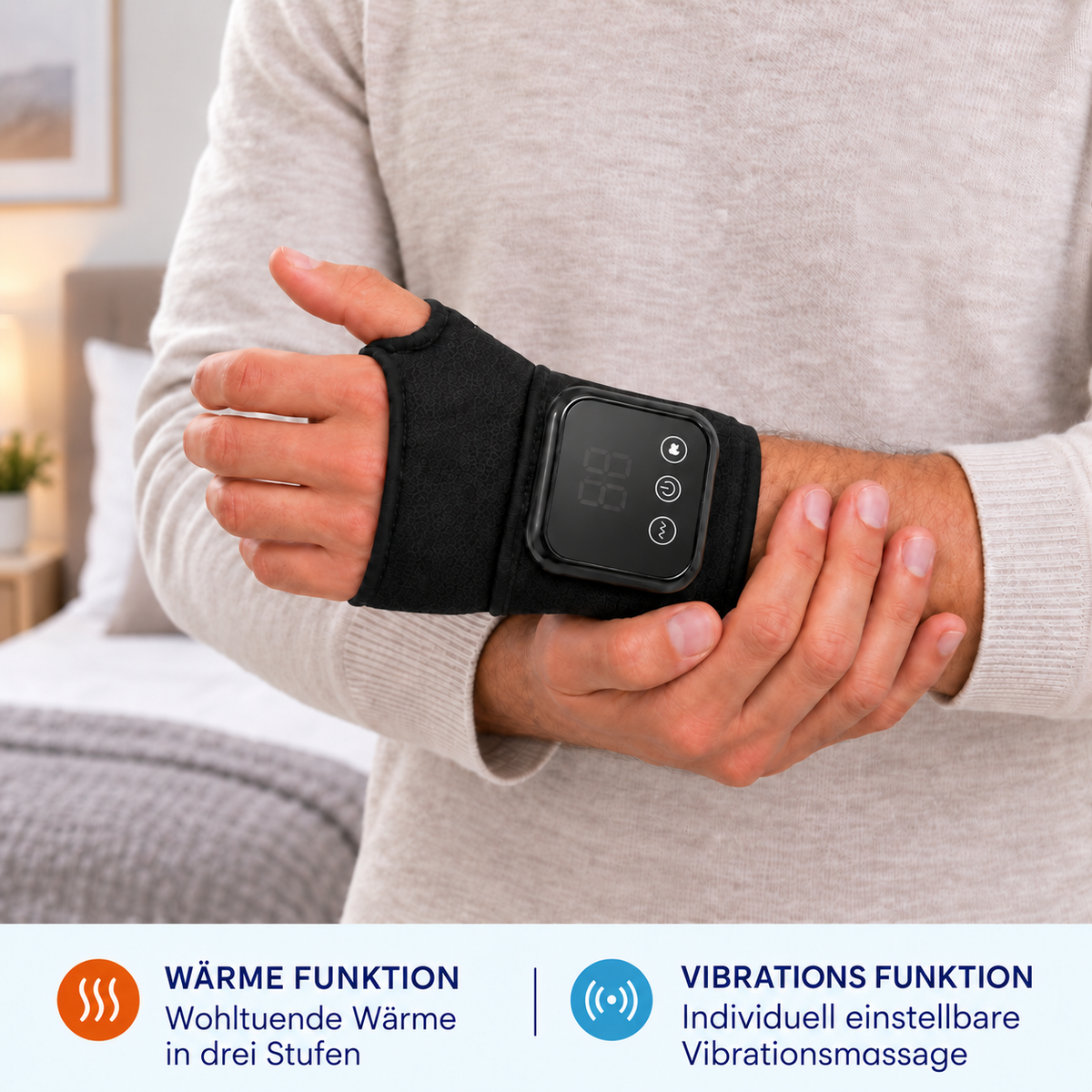 Heatflow Bandage – Handgelenkbandage mit Wärme & Vibration