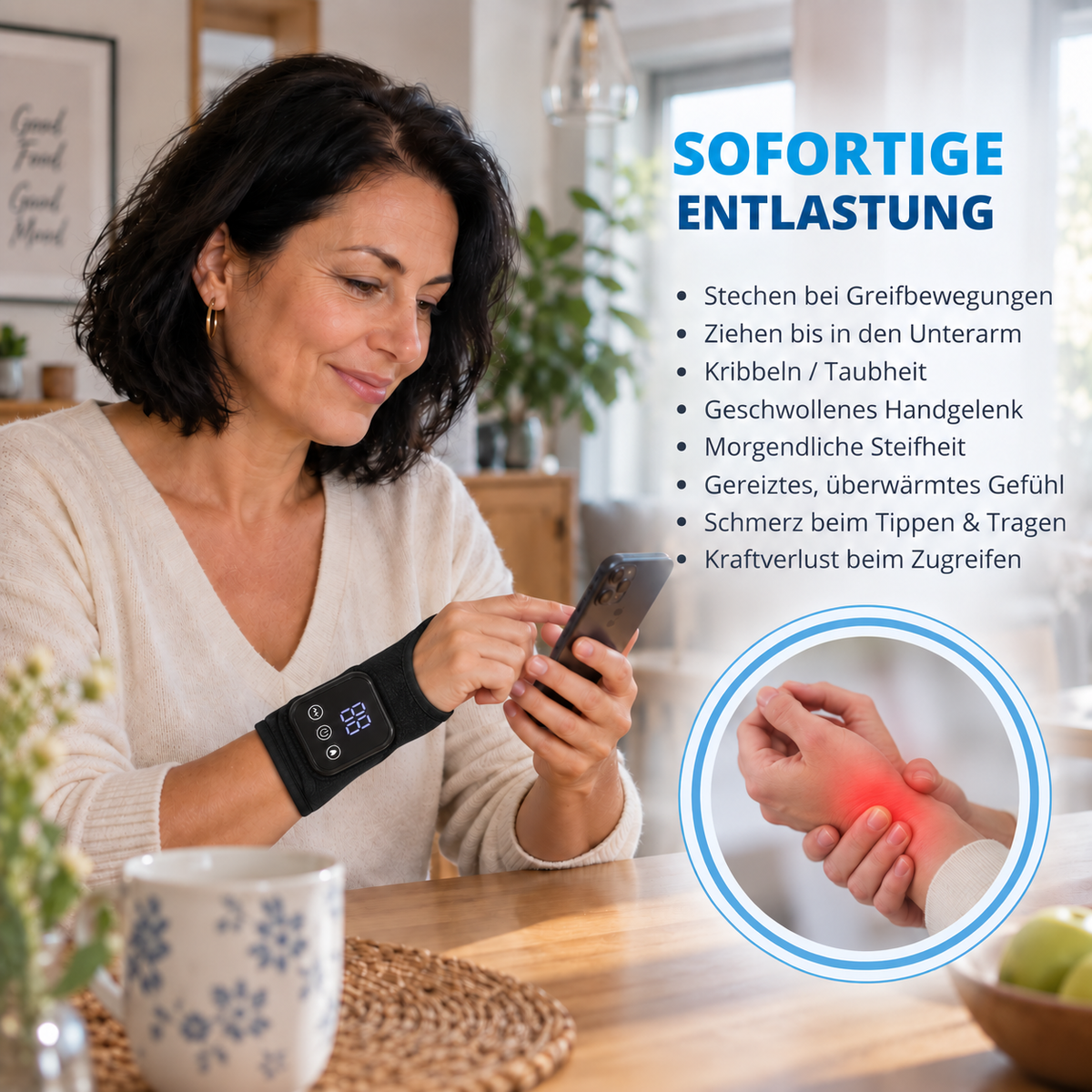 Heatflow Bandage – Handgelenkbandage mit Wärme & Vibration